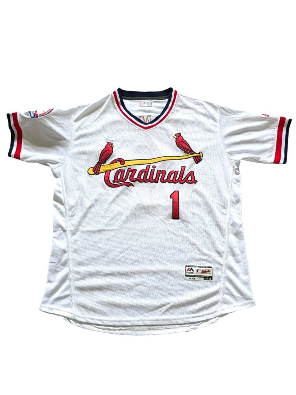 St. Louis Cardinals Mens Size 44 L Cooperstown Majestic Cool Base Jersey